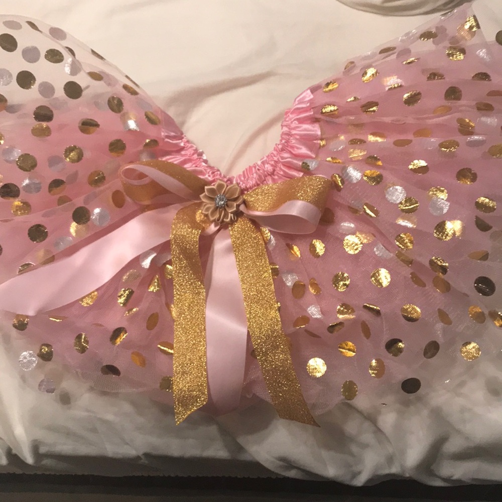Pink gold polka dot tutu